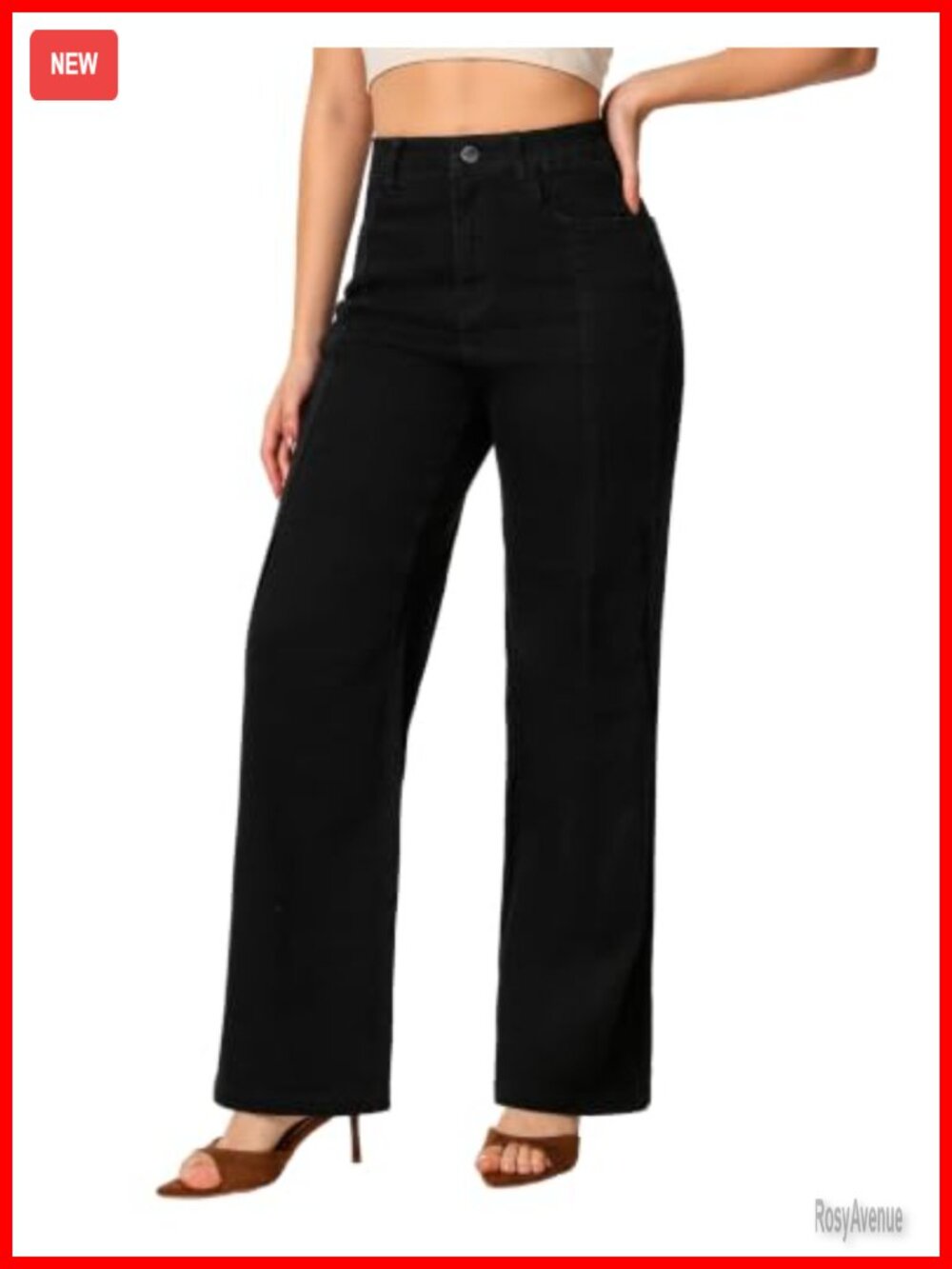 High Waisted Stretchy Wide Leg Jeans with Pockets